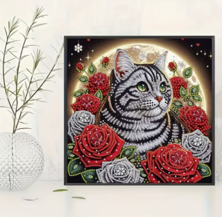 Preview: Diamond Painting Katze im Mondscheinlicht